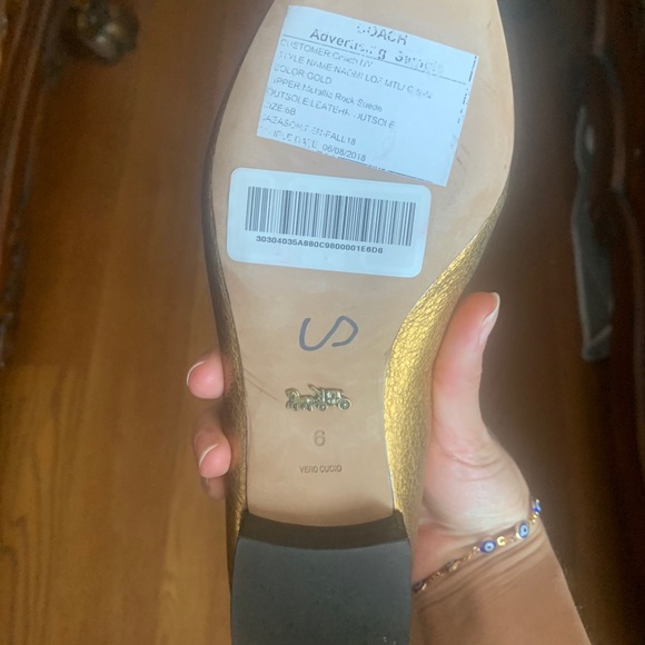 Coach Gold Leather Naomi Loafer Shoes - Picture 6 of 7